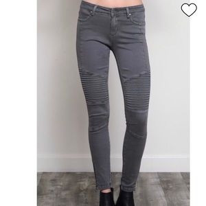 Wishlist Olive-Gray Skinny Moto Jean